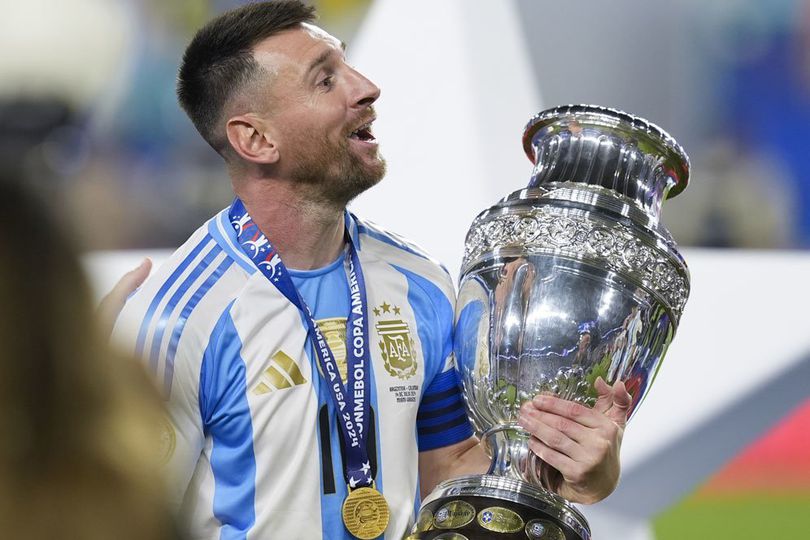 Lionel Messi membawa Argentina juara Copa America 2024 (c) AP Photo/Rebecca Blackwell
