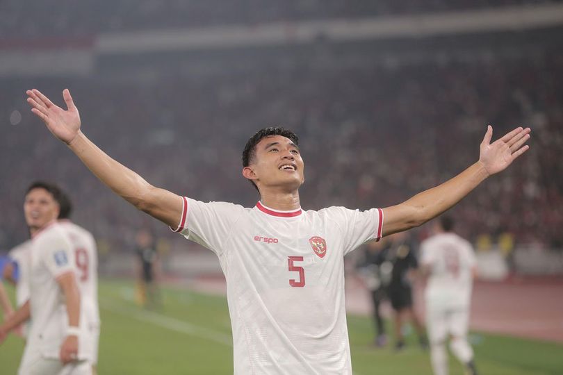 Kevin Diks Rizky Ridho usai mencetak gol ke gawang Timnas Filipina (c) M. Iqbal Ichsan
